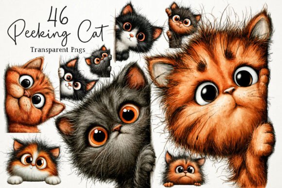 Download Whimsical Quirky Peeking Cat Clipart - Cat clipart Collection