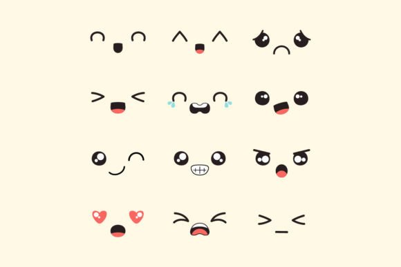 Download Hand Draw Flat Design Kawaii Face - Hand Collection