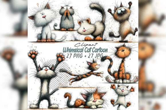 Download Whimsical Cat Clipart Bundle - Cat clipart Collection