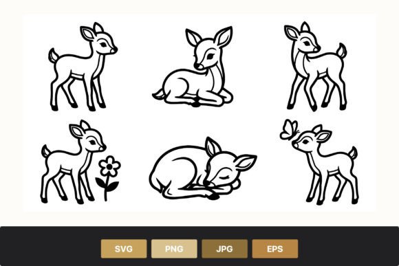 Download Cute Baby Deer Line Art - Line art Collection