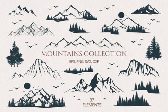 Download Hand Drawn Mountains &amp; Forest Collection - Hand Collection